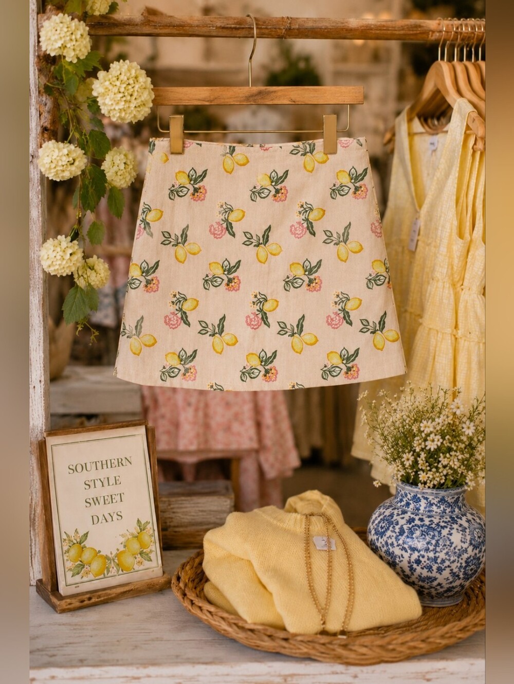 LOFT Lemon Print Mini Skirt in Yellow and Pink 12 Petite